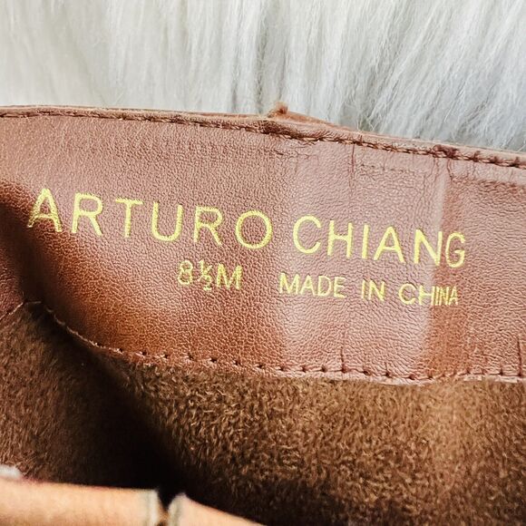 Arturo Chiang Fierce Whisky Brown Leather Zip Knee High Boots ~ Womens Size 8.5M - Picture 11 of 11